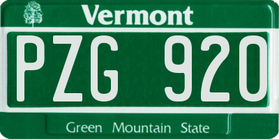 VT license plate PZG920