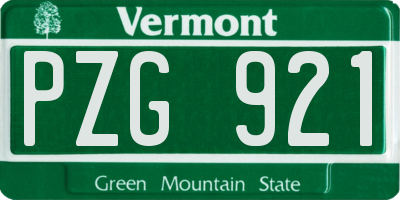 VT license plate PZG921