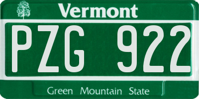 VT license plate PZG922