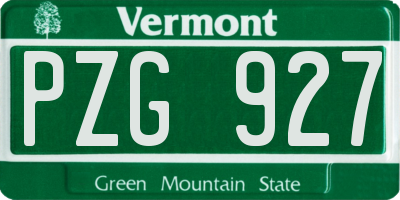 VT license plate PZG927