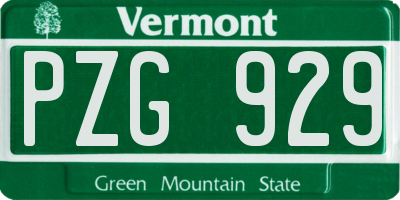 VT license plate PZG929