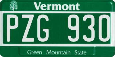 VT license plate PZG930
