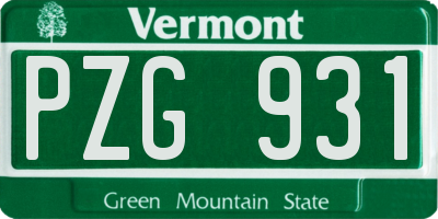 VT license plate PZG931