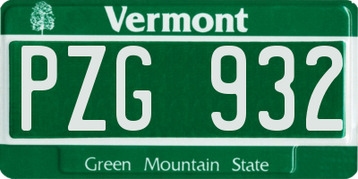 VT license plate PZG932