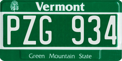 VT license plate PZG934