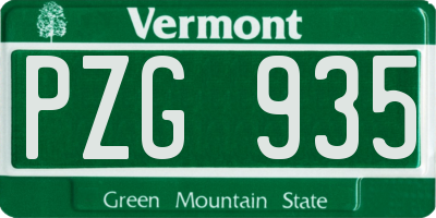 VT license plate PZG935