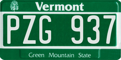 VT license plate PZG937