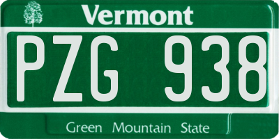 VT license plate PZG938