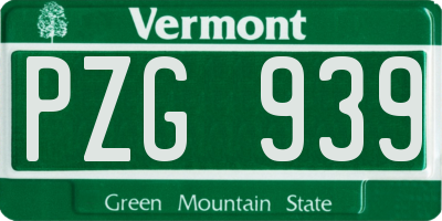VT license plate PZG939