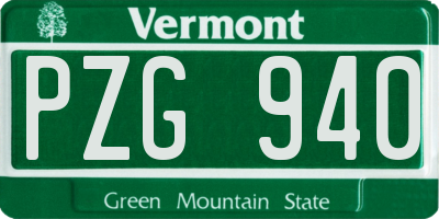 VT license plate PZG940