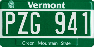 VT license plate PZG941