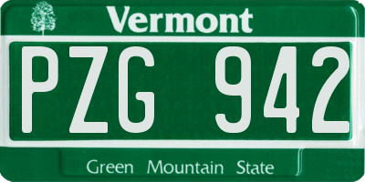 VT license plate PZG942