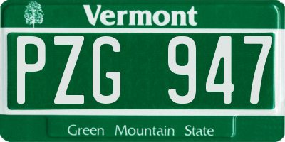 VT license plate PZG947