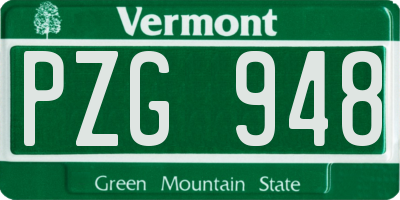VT license plate PZG948