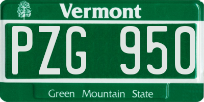 VT license plate PZG950