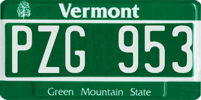 VT license plate PZG953
