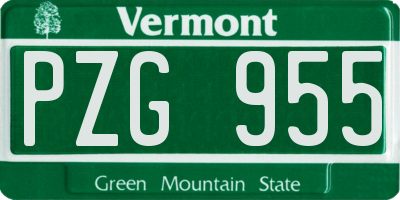 VT license plate PZG955
