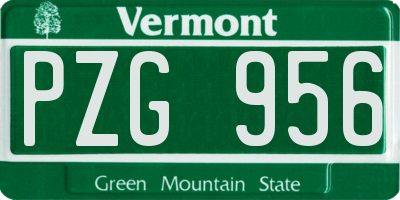 VT license plate PZG956