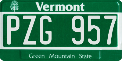VT license plate PZG957