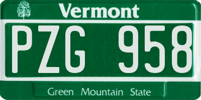VT license plate PZG958