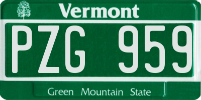 VT license plate PZG959