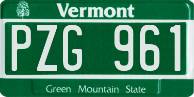 VT license plate PZG961