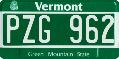 VT license plate PZG962