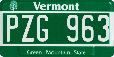VT license plate PZG963