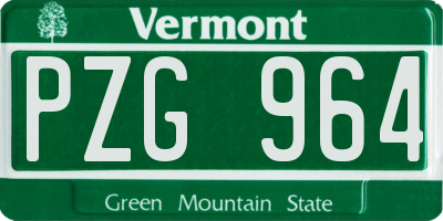 VT license plate PZG964