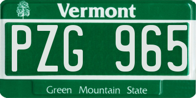 VT license plate PZG965