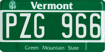 VT license plate PZG966