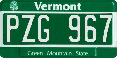 VT license plate PZG967