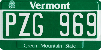 VT license plate PZG969
