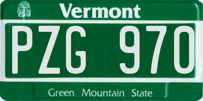 VT license plate PZG970