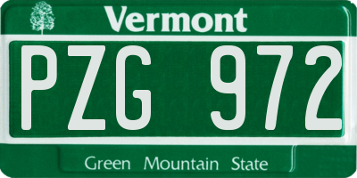 VT license plate PZG972