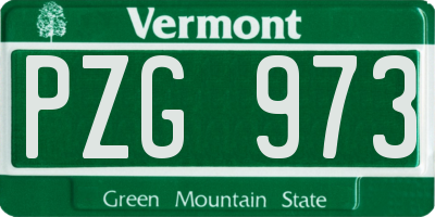 VT license plate PZG973