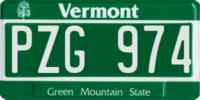 VT license plate PZG974