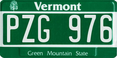 VT license plate PZG976