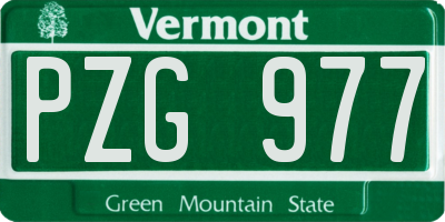 VT license plate PZG977