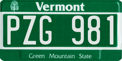 VT license plate PZG981