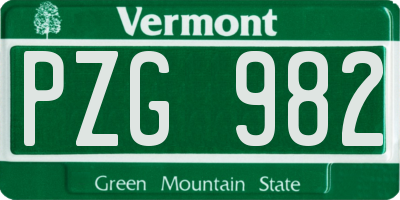 VT license plate PZG982