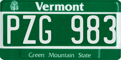 VT license plate PZG983