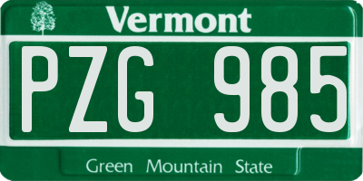 VT license plate PZG985