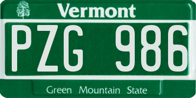 VT license plate PZG986