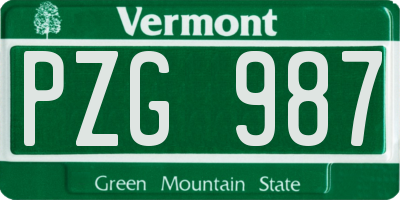 VT license plate PZG987