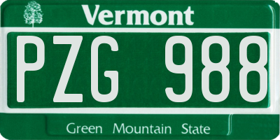 VT license plate PZG988