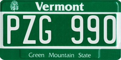 VT license plate PZG990