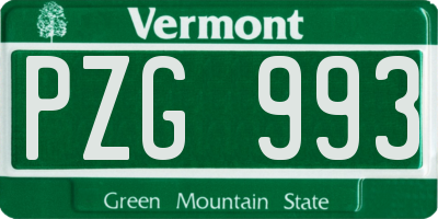 VT license plate PZG993