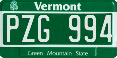 VT license plate PZG994