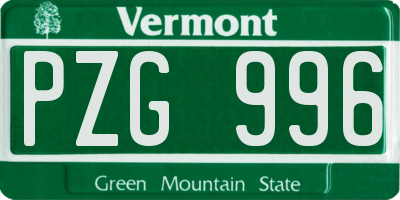 VT license plate PZG996
